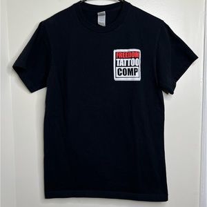 Freedom Tattoo Company Black Short Sleeve T Shirt Size Small Back Graphic Unisex